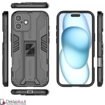 Šarvuotas dėklas su kojele - juodas (Apple Iphone 16 Plus) Šarvuotas dėklas su kojele - juodas (Apple Iphone 16 Plus)